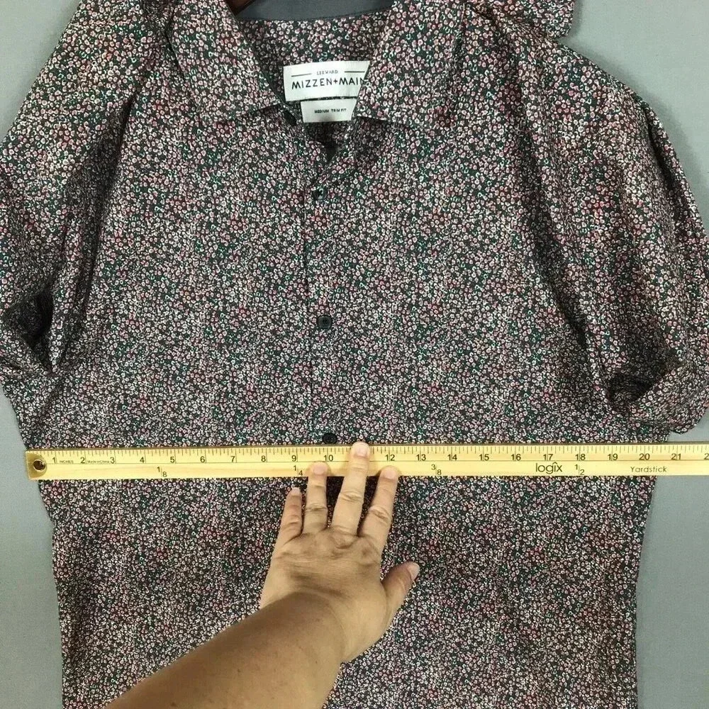 Mizzen + Main Leeward Trim Fit Long Sleeve Button Up Shirt Mens Size Medium M